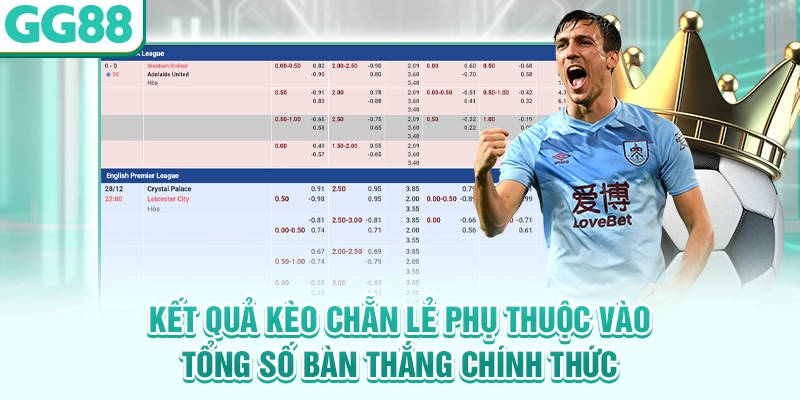 Kết quả kèo chẵn lẻ phụ thuộc vào tổng số bàn thắng chính thức